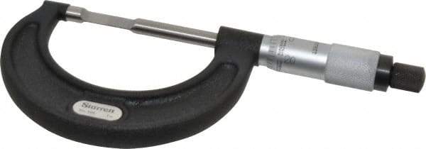 Starrett - 0" to 1" Mechanical Satin Chrome Coated Blade Micrometer - 0.001" Graduation, 1/32" Blade Thickness, Speeder Thimble - Industrial Tool & Supply