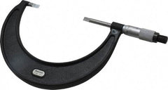 Starrett - 3" to 4" Mechanical Satin Chrome Coated Blade Micrometer - 0.001" Graduation, 1/32" Blade Thickness, Speeder Thimble - Industrial Tool & Supply
