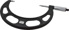 Starrett - 5" to 6" Mechanical Satin Chrome Coated Blade Micrometer - 0.001" Graduation, 0.76mm Blade Thickness, Speeder Thimble - Industrial Tool & Supply