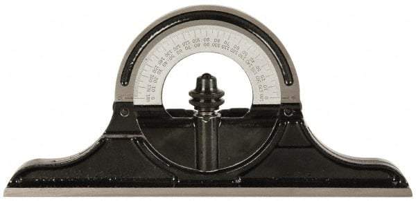 Starrett - 12 to 24 Inch Long Blade, Reversible Combination Square Protractor Head - Black Smooth, Chrome on Turret Coated, Cast Iron - Industrial Tool & Supply