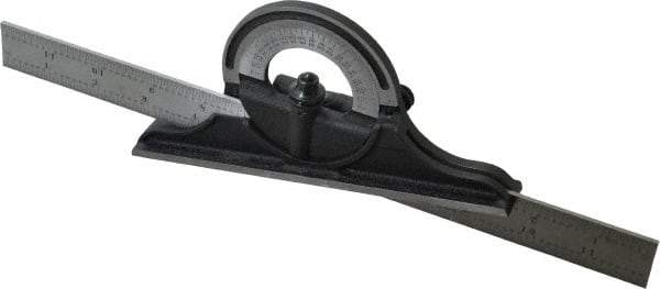 Starrett - 12 Inch Long Blade, 180° Max Measurement, Bevel Protractor - Industrial Tool & Supply
