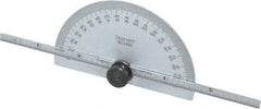 Starrett - 0 to 6 Inch Rule Measurement Range, 0 to 180° Angle Measurement Range, Half Round Head Protractor and Depth Gage - 1° Angle Graduation, 1/64; 1/32 Inch Rule Graduation - Industrial Tool & Supply