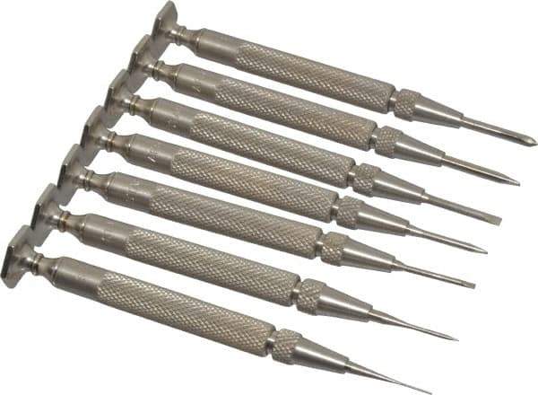 Starrett - 7 Piece Phillips & Slotted Screwdriver Set - Round Shank, Blade Sizes: Length 5/8, Bit Sizes: Philips #0 - Industrial Tool & Supply