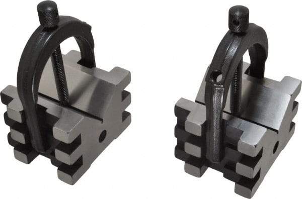 Starrett - 2" Max Capacity, 45 and 90° Angle, Hardened Steel V-Block - 2-1/2" Long x 3" Wide x 2" High, Sold as Matched Pair - Industrial Tool & Supply