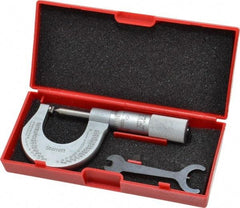 Starrett - 0 to 1" Range, Mechanical Screw Thread Micrometer - Plain Thimble, 0.001" Graduation, 0.004mm Accuracy - Industrial Tool & Supply