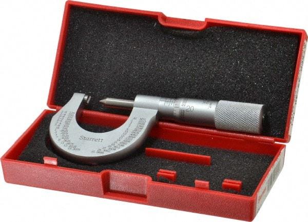 Starrett - 0 to 1" Range, Mechanical Screw Thread Micrometer - Plain Thimble, 0.001" Graduation, 0.004mm Accuracy - Industrial Tool & Supply