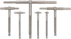 Starrett - 6 Piece, 5/16 to 6 Inch, Polished Steel Finish, Telescoping Gage Set - 2-3/8 and 3-1/4 Inch Long Handles, Includes Case - Industrial Tool & Supply