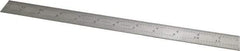 Starrett - 12" Long, 1/64, 1/32, 1/16, 1/8" Graduation, Rigid Spring Steel Rule - 4R Graduation Style, 1" Wide, Silver - Industrial Tool & Supply