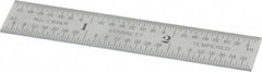 Starrett - 3" Long, 1/64, 1/32, 1/16, 1/8" Graduation, Rigid Spring Steel Rule - 4R Graduation Style, 9/16" Wide, Silver, Satin Chrome Finish - Industrial Tool & Supply