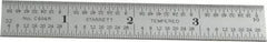 Starrett - 4" Long, 1/64, 1/32, 1/16, 1/8" Graduation, Rigid Spring Steel Rule - 4R Graduation Style, 5/8" Wide, Silver, Satin Chrome Finish - Industrial Tool & Supply