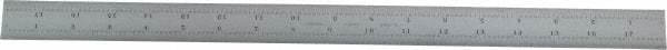 Starrett - 18" Long, 1/64, 1/32, 1/16, 1/8" Graduation, Rigid Spring Steel Rule - 4R Graduation Style, 1-1/8" Wide, Silver, Satin Chrome Finish - Industrial Tool & Supply