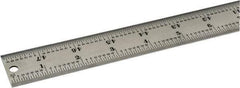 Starrett - 48" Long, 1/64, 1/32, 1/16, 1/8" Graduation, Rigid Spring Steel Rule - 4R Graduation Style, 1-1/4" Wide, Silver, Satin Chrome Finish - Industrial Tool & Supply