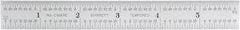 Starrett - 6" Long, 1/64, 1/32, 1/16, 1/8" Graduation, Rigid Spring Steel Rule - 4R Graduation Style, 3/4" Wide, Silver, Satin Chrome Finish - Industrial Tool & Supply