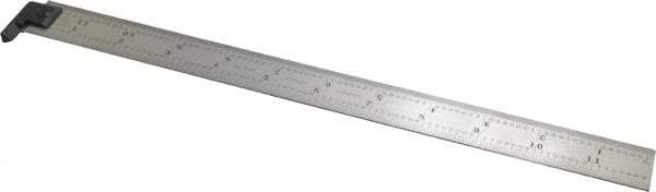 Starrett - 12" Long, 1/64, 1/32, 1/16, 1/8" Graduation, Rigid Spring Steel Rule - 4R Graduation Style, 1" Wide, Silver - Industrial Tool & Supply