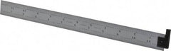 Starrett - 12" Long, 1/64, 1/32, 1/16, 1/8" Graduation, Rigid Spring Steel Rule - 4R Graduation Style, 1" Wide, Silver, Satin Chrome Finish - Industrial Tool & Supply