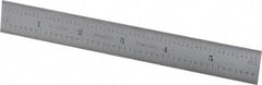 Starrett - 6" Long, 1/100, 1/64, 1/32, 1/16" Graduation, Rigid Spring Steel Rule - 7R Graduation Style, 3/4" Wide, Silver, Satin Chrome Finish - Industrial Tool & Supply