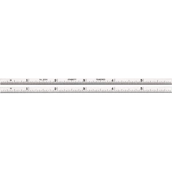 Starrett - 6" Long, 1/64, 1/32" Graduation, Rigid Spring Steel Rule - Industrial Tool & Supply