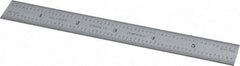 Starrett - 6" Long, 1/100, 1/64, 1/50, 1/32" Graduation, Rigid Spring Steel Rule - 16R Graduation Style, 3/4" Wide, Silver, Satin Chrome Finish - Industrial Tool & Supply