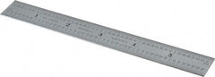 Starrett - 6" Long, 1/64, 1/32" Decimal Equivalency Table Graduation, Flexible Spring Steel Rule - 10R Graduation Style, 3/4" Wide, Silver, Satin Chrome Finish - Industrial Tool & Supply