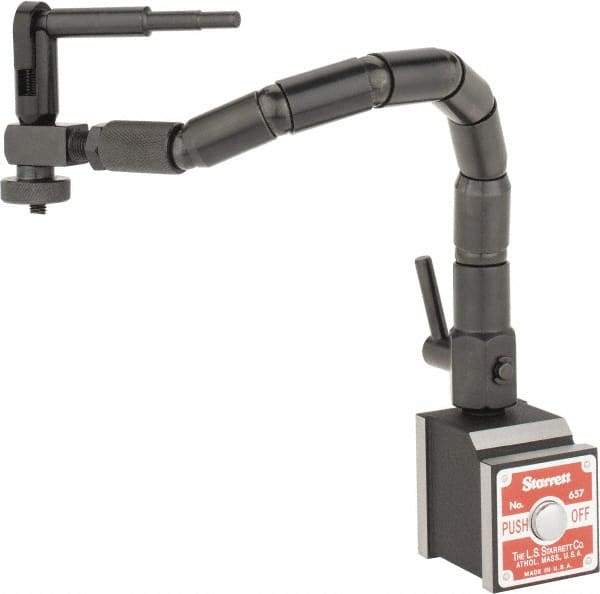 Starrett - 1-7/8" Long x 1" Wide x 1-15/16" High Magnetic Indicator Base with On/Off Switch - 3" Rod Length, Flexible Arm - Industrial Tool & Supply