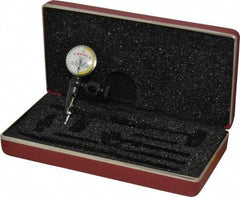 Starrett - 3 Piece, 0" to 0.03" Measuring Range, 15/16" Dial Diam, 0-15-0 Dial Reading, White & Yellow Dial Test Indicator Kit - 5/32" Contact Point Length, 3mm Ball Diam, 0.001" Dial Graduation - Industrial Tool & Supply
