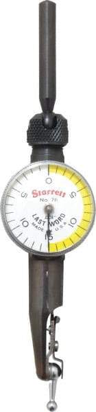Starrett - 3 Piece, 0" to 0.03" Measuring Range, 15/16" Dial Diam, 0-15-0 Dial Reading, White & Yellow Dial Test Indicator Kit - 5/32" Contact Point Length, 3mm Ball Diam, 0.001" Dial Graduation - Industrial Tool & Supply