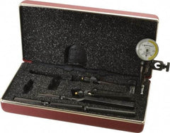 Starrett - 11 Piece, 0mm to 0.7mm Measuring Range, 15/16" Dial Diam, 0-35-0 Dial Reading, White & Yellow Dial Test Indicator Kit - 5/32" Contact Point Length, 0.9, 1.6 & 3mm Ball Diam, 0.01mm Dial Graduation - Industrial Tool & Supply