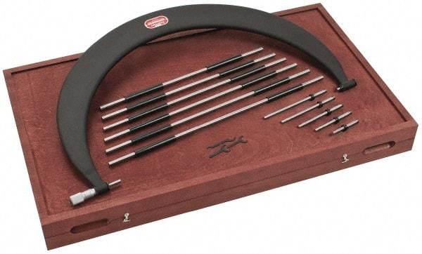 Starrett - 5 Anvil, Mechanical, 18 to 24 Inch Range, Interchangeable Anvil Micrometer - Friction Thimble, 0.0003 Inch Accuracy, 0.001 Inch Graduation - Industrial Tool & Supply