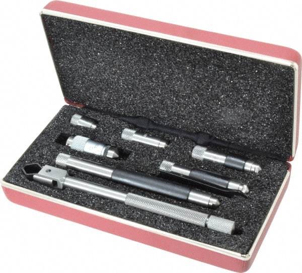 Starrett - 1-1/2 to 8 Inch Range, Satin Chrome Coated, Mechanical Inside Tubular Micrometer - 0.001 Inch Graduation, 0.0001 Inch Accuracy - Industrial Tool & Supply