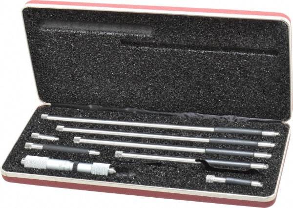 Starrett - 4 to 24 Inch Range, Satin Chrome Coated, Mechanical Inside Tubular Micrometer - 0.001 Inch Graduation, 0.0001 Inch Accuracy - Industrial Tool & Supply