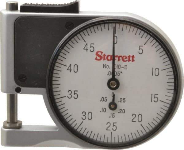 Starrett - 0 to 3/8 Inch Measurement, 0.0005 Inch Graduation, 1/2 Inch Throat Depth, Dial Thickness Gage - 1-5/8 Inch Dial Diameter - Industrial Tool & Supply