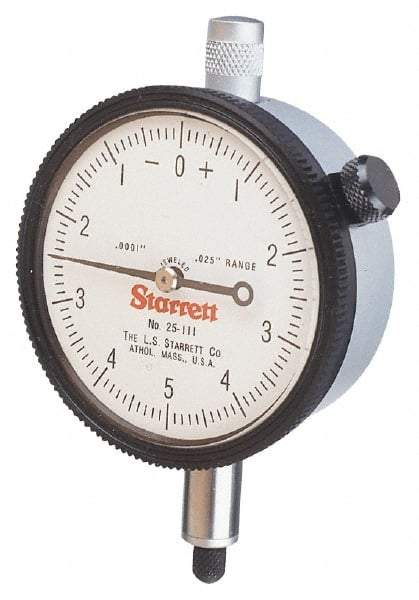Starrett - 5" Range, 0-100 Dial Reading, 0.001" Graduation Dial Drop Indicator - 3-5/8" Dial, 0.1" Range per Revolution - Industrial Tool & Supply