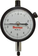Starrett - 0.025" Range, 0-5-0 Dial Reading, 0.0001" Graduation Dial Drop Indicator - 2-1/4" Dial, 0.01" Range per Revolution - Industrial Tool & Supply
