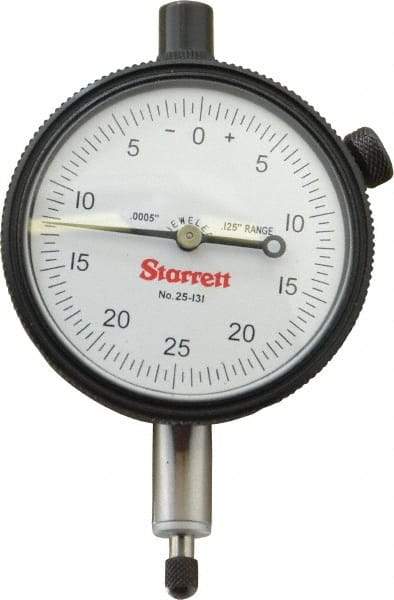 Starrett - 1/8" Range, 0-25-0 Dial Reading, 0.0005" Graduation Dial Drop Indicator - 2-1/4" Dial, 0.05" Range per Revolution, Revolution Counter - Industrial Tool & Supply
