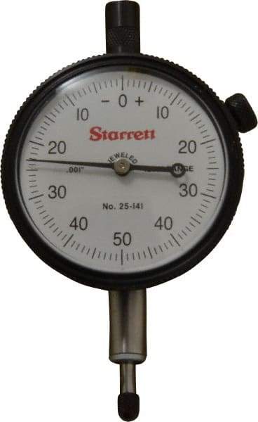 Starrett - 1/4" Range, 0-50-0 Dial Reading, 0.001" Graduation Dial Drop Indicator - 2-1/4" Dial, 0.1" Range per Revolution, Revolution Counter - Industrial Tool & Supply