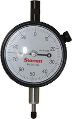Starrett - 1/4" Range, 0-100 Dial Reading, 0.001" Graduation Dial Drop Indicator - 2-1/4" Dial, 0.1" Range per Revolution, Revolution Counter - Industrial Tool & Supply