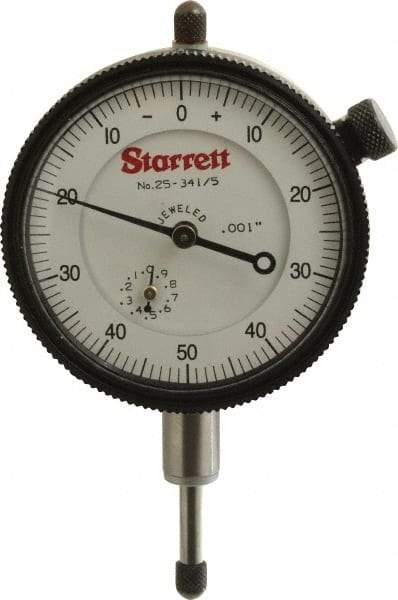 Starrett - 1/2" Range, 0-50-0 Dial Reading, 0.001" Graduation Dial Drop Indicator - 2-1/4" Dial, 0.1" Range per Revolution, Revolution Counter - Industrial Tool & Supply