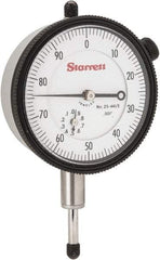 Starrett - 1/2" Range, 0-100 Dial Reading, 0.001" Graduation Dial Drop Indicator - 2-1/4" Dial, 0.1" Range per Revolution, Revolution Counter - Industrial Tool & Supply