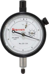 Starrett - 0.2" Range, 0-5-0 Dial Reading, 0.0001" Graduation Dial Drop Indicator - 2-1/4" Dial, 0.01" Range per Revolution, Revolution Counter - Industrial Tool & Supply