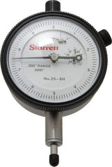 Starrett - 0.2" Range, 0-10 Dial Reading, 0.0001" Graduation Dial Drop Indicator - 2-1/4" Dial, 0.01" Range per Revolution, Revolution Counter - Industrial Tool & Supply