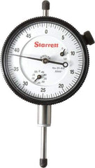 Starrett - 1" Range, 0-50 Dial Reading, 0.0005" Graduation Dial Drop Indicator - 2-1/4" Dial, 0.05" Range per Revolution, Revolution Counter - Industrial Tool & Supply