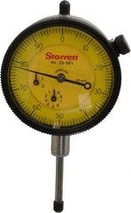 Starrett - 25mm Range, 0-100 Dial Reading, 0.01mm Graduation Dial Drop Indicator - 2-1/4" Dial, 1mm Range per Revolution, Revolution Counter - Industrial Tool & Supply
