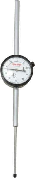 Starrett - 3" Range, 0-100 Dial Reading, 0.001" Graduation Dial Drop Indicator - 2-1/4" Dial, 0.1" Range per Revolution, Revolution Counter - Industrial Tool & Supply
