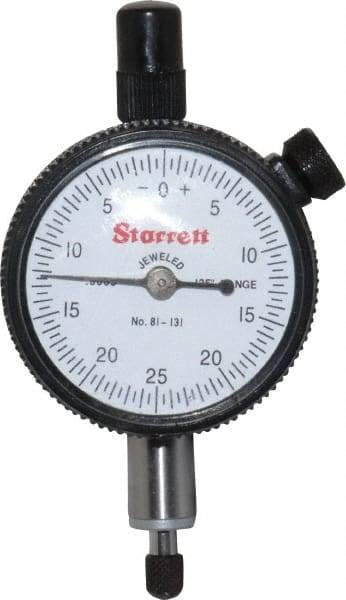 Starrett - 1/8" Range, 0-25-0 Dial Reading, 0.0005" Graduation Dial Drop Indicator - 1-11/16" Dial, 0.05" Range per Revolution, Revolution Counter - Industrial Tool & Supply