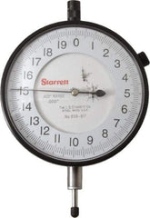 Starrett - 0.4" Range, 0-20 Dial Reading, 0.0001" Graduation Dial Drop Indicator - 3-5/8" Dial, 0.02" Range per Revolution - Industrial Tool & Supply