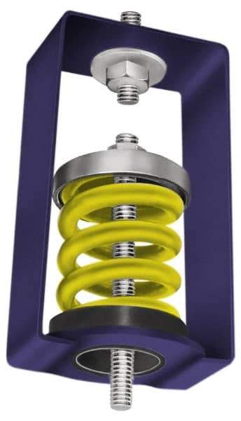 Mason Ind. - 300 to 400 Lb Capacity, 0.75 to 1" Deflection, HSA, Vibration Control Hanger - 2-3/4" Long x 3-3/4" Wide x 5-3/4" High x 2-3/4" Deep, 5/8" Max Rod Diam, 4" Lower Rod Penetration, Green - Industrial Tool & Supply