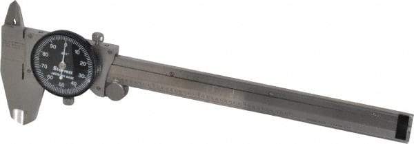 Starrett - 0" to 6" Range, 0.001" Graduation, 0.1" per Revolution, Dial Caliper - Black Face, 1-1/2" Jaw Length, Accurate to 0.0010" - Industrial Tool & Supply