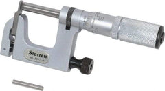 Starrett - 0 to 1 Inch Range, Carbide Face, Satin Chrome Coated, Mechanical Multi Anvil Micrometer - Friction Thimble, 0.001 Inch Graduation, 0.0002 Inch Accuracy - Industrial Tool & Supply