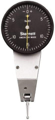 Starrett - 0.03 Inch Range, 0.0005 Inch Dial Graduation, Horizontal Dial Test Indicator - 1-3/8 Inch Black Dial, 0-15-0 Dial Reading - Industrial Tool & Supply