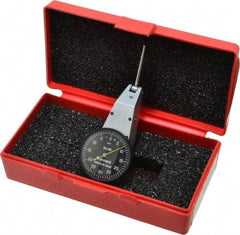 Starrett - 0.06 Inch Range, 0.001 Inch Dial Graduation, Horizontal Dial Test Indicator - 1-3/8 Inch Black Dial, 0-30-0 Dial Reading - Industrial Tool & Supply